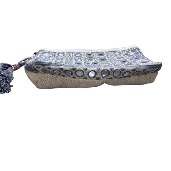 Star Mela Embellished Clutch Bag With Tassel Jute & Cotton - Picture 3 of 9